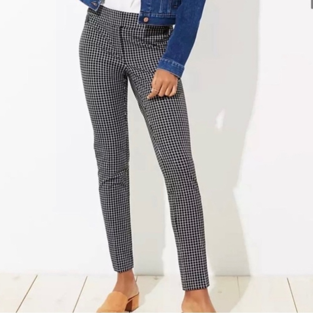 LOFT Black & White Checked Cropped Ankle Pants - Picture 7 of 8